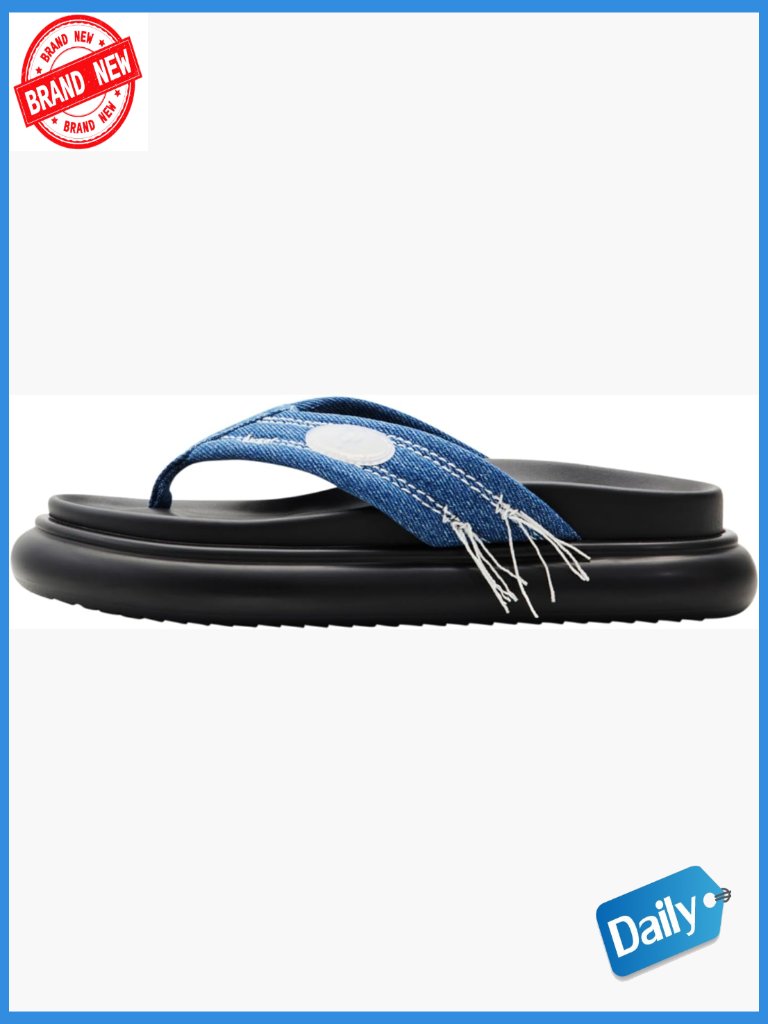 Women's Denim Flip Flop Sandals With Padded Insole